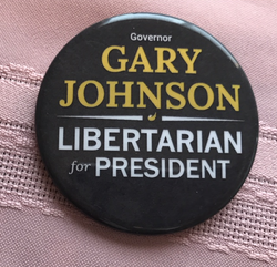 Gary Johnson 2016 Libertarian Party Political Campaign Button